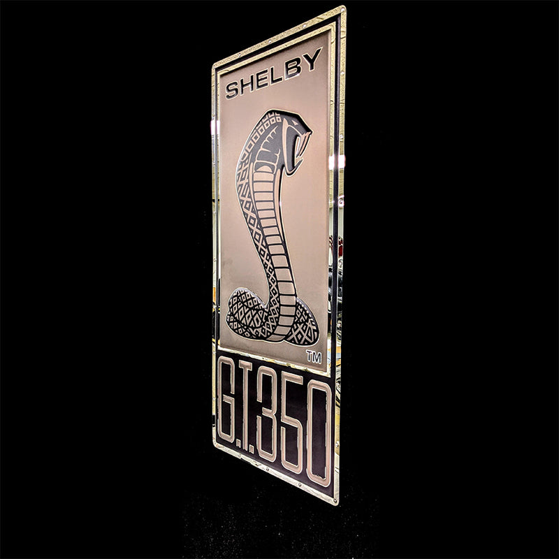 embossed mirror polished stainless steel sign garage décor Shelby Cobra GT 350 Badge side