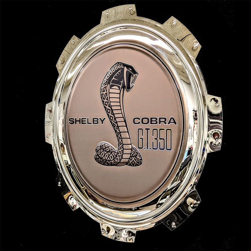 embossed mirror polished stainless steel sign garage décor Shelby Cobra GT 350 gas cap side