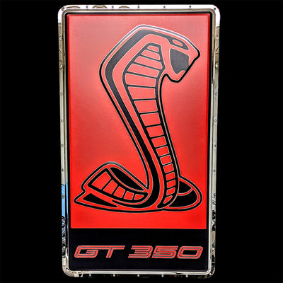 embossed mirror polished stainless steel sign garage décor Ford Shelby Cobra GT 350 R badge