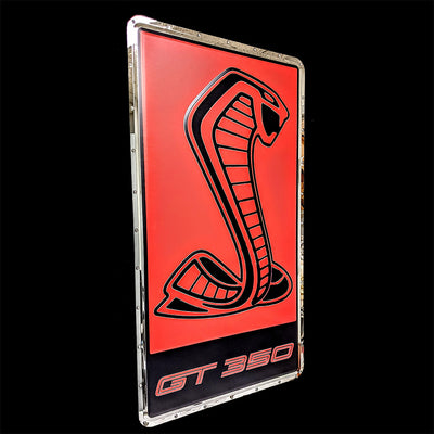 embossed mirror polished stainless steel sign garage décor Ford Shelby Cobra GT 350 R badge side