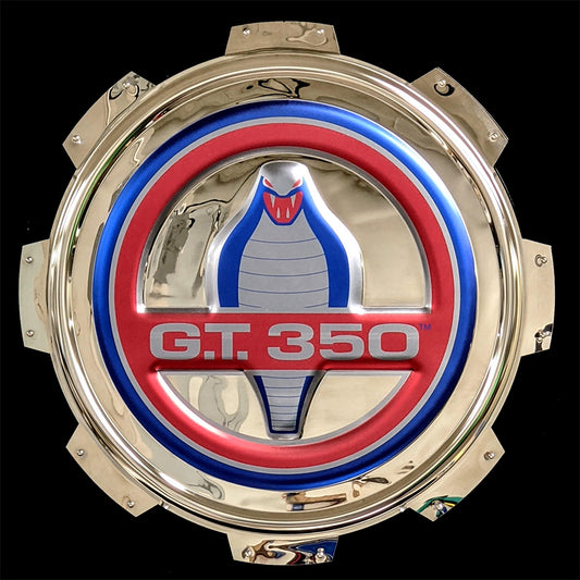 embossed mirror polished stainless steel sign garage décor Shelby Cobra GT 350 gas cap