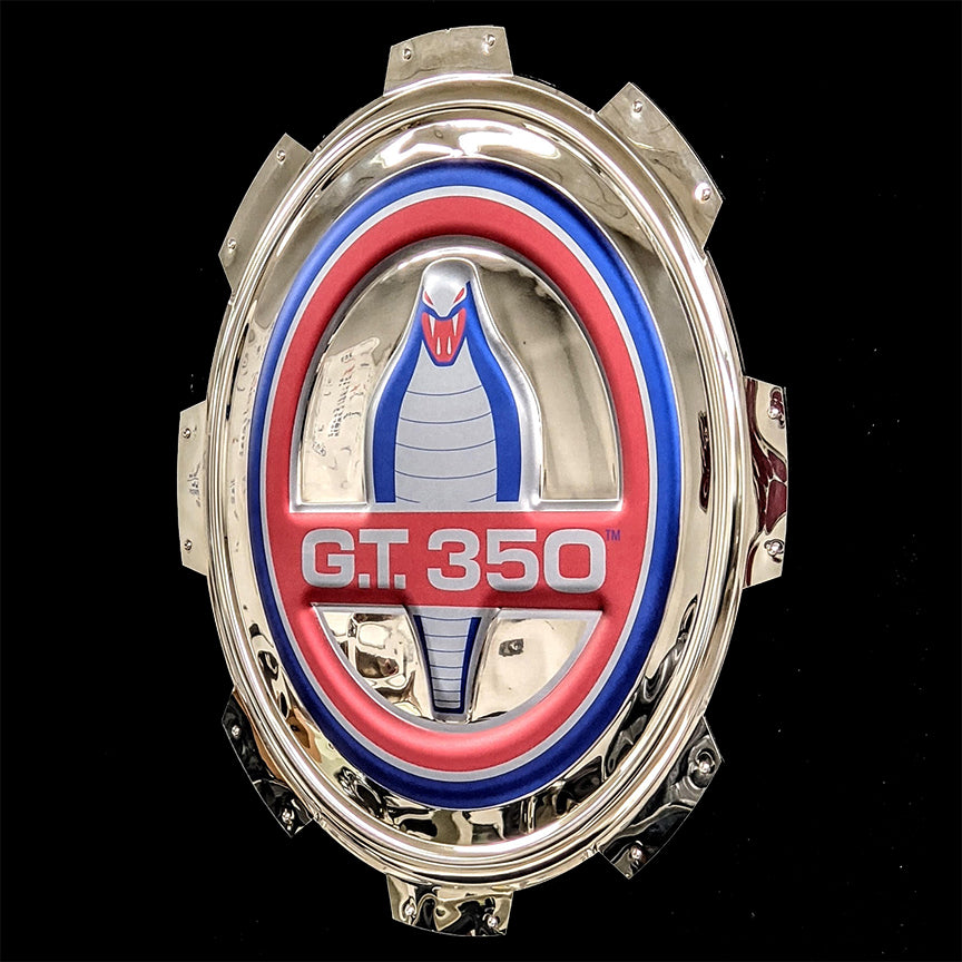 embossed mirror polished stainless steel sign garage décor Shelby Cobra GT 350 gas cap side