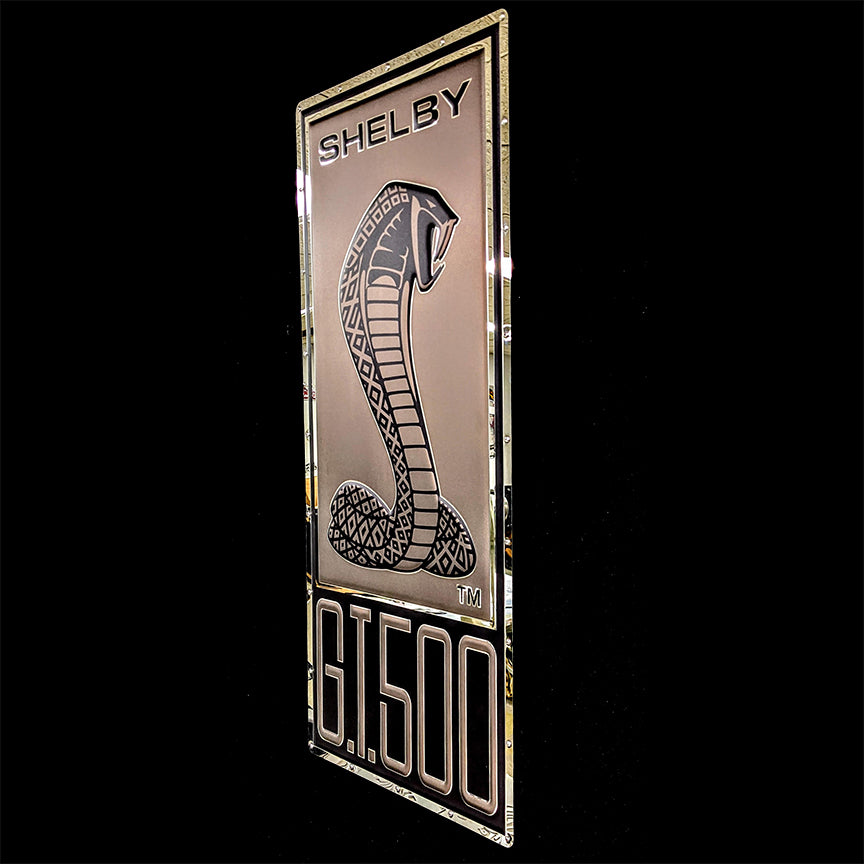 embossed mirror polished stainless steel sign garage décor Shelby Cobra GT 500 badge side