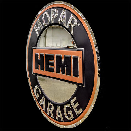 embossed mirror polished stainless steel sign garage décor Mopar garage hemi side