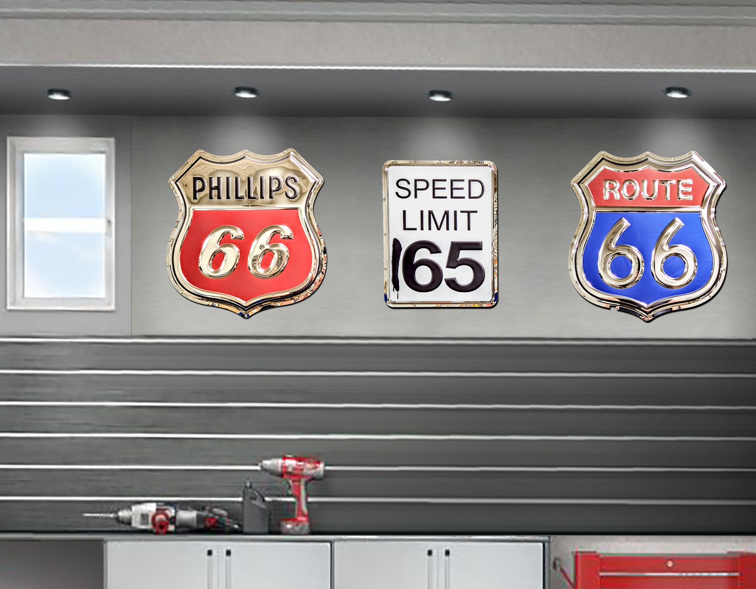 Route 66 XL Metal Sign – Chrome Domz