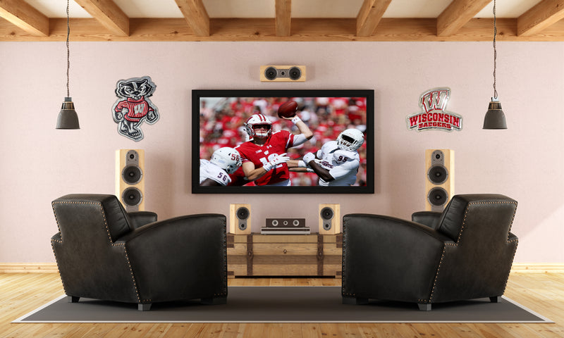 embossed mirror polished stainless steel sign garage décor Wisconsin Badgers Bucky Badger on wall