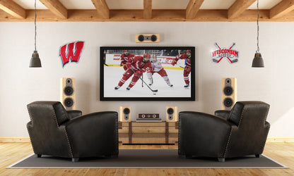 embossed mirror polished stainless steel sign garage décor Wisconsin Badgers Motion W on wall