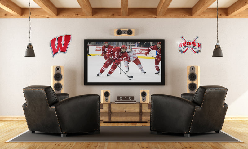 embossed mirror polished stainless steel sign garage décor Wisconsin Badgers Hockey on wall