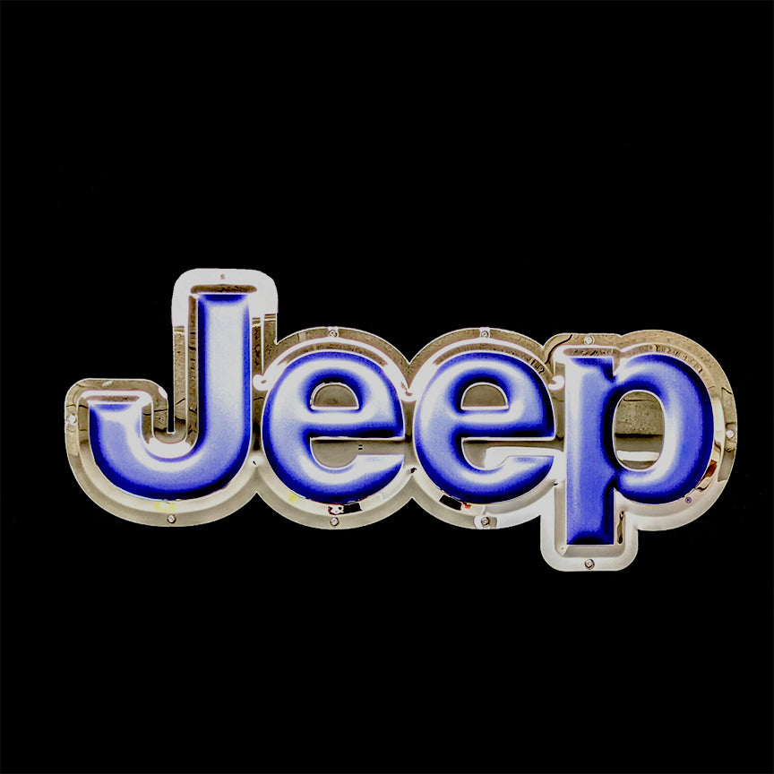 embossed mirror polished stainless steel sign garage décor Jeep Logo