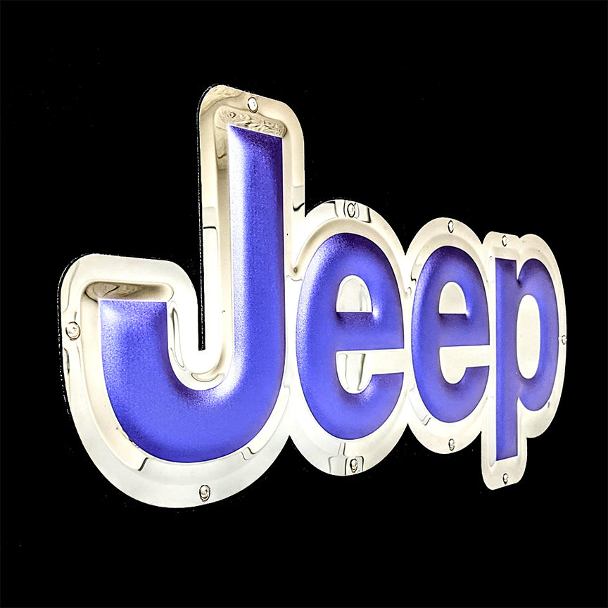 embossed mirror polished stainless steel sign garage décor Jeep Logo side