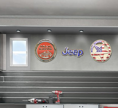 embossed mirror polished stainless steel sign garage décor Jeep Logo on wall