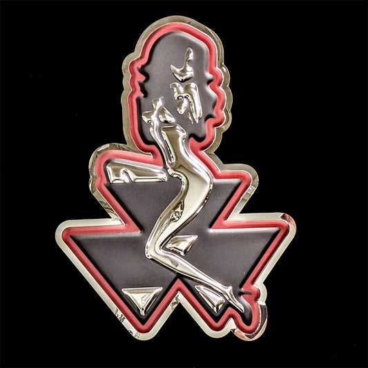embossed mirror polished stainless steel sign garage décor Massey Ferguson tractor pin-up girl