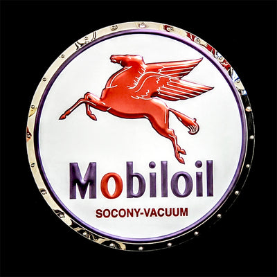 embossed mirror polished stainless steel sign garage décor Mobil Pegasus