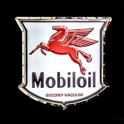 embossed mirror polished stainless steel sign garage décor Mobil Pegasus