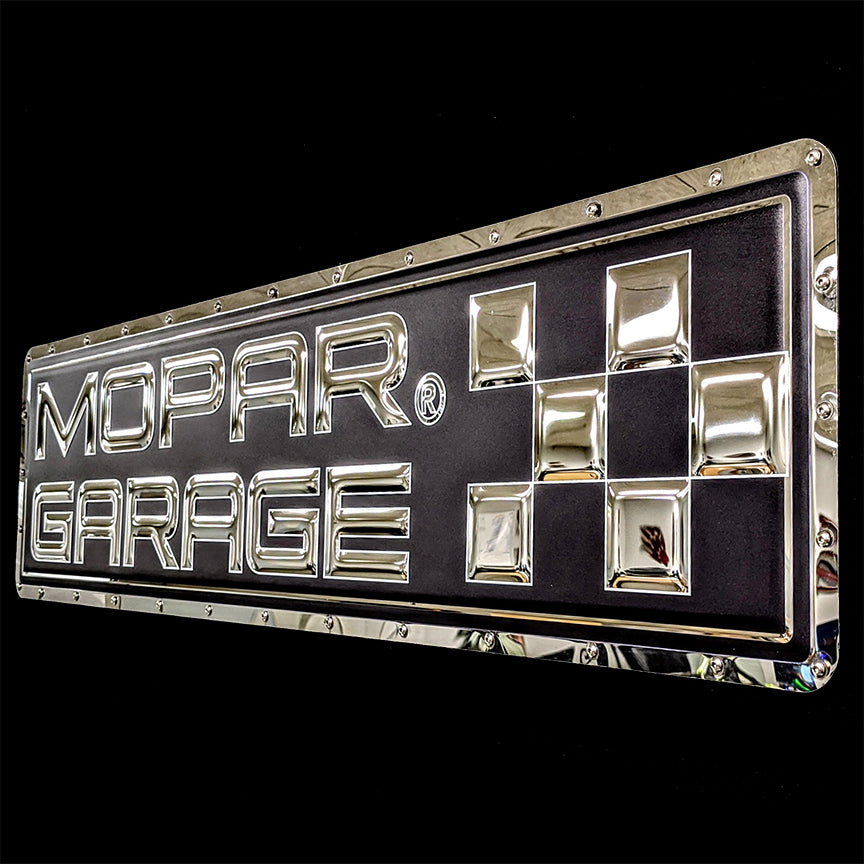 embossed mirror polished stainless steel sign garage décor Mopar garage side