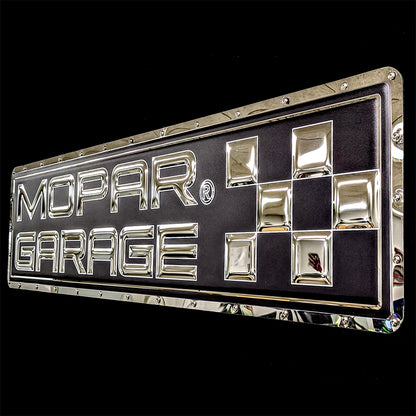 embossed mirror polished stainless steel sign garage décor Mopar garage side