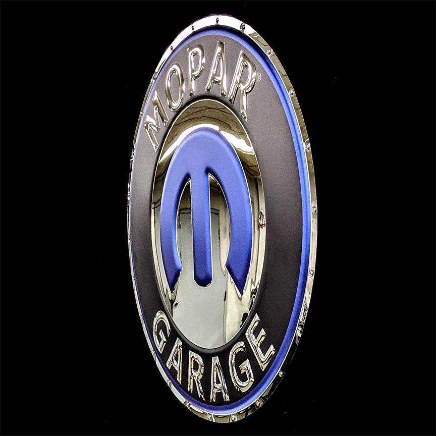 embossed mirror polished stainless steel sign garage décor Mopar garage omega M side