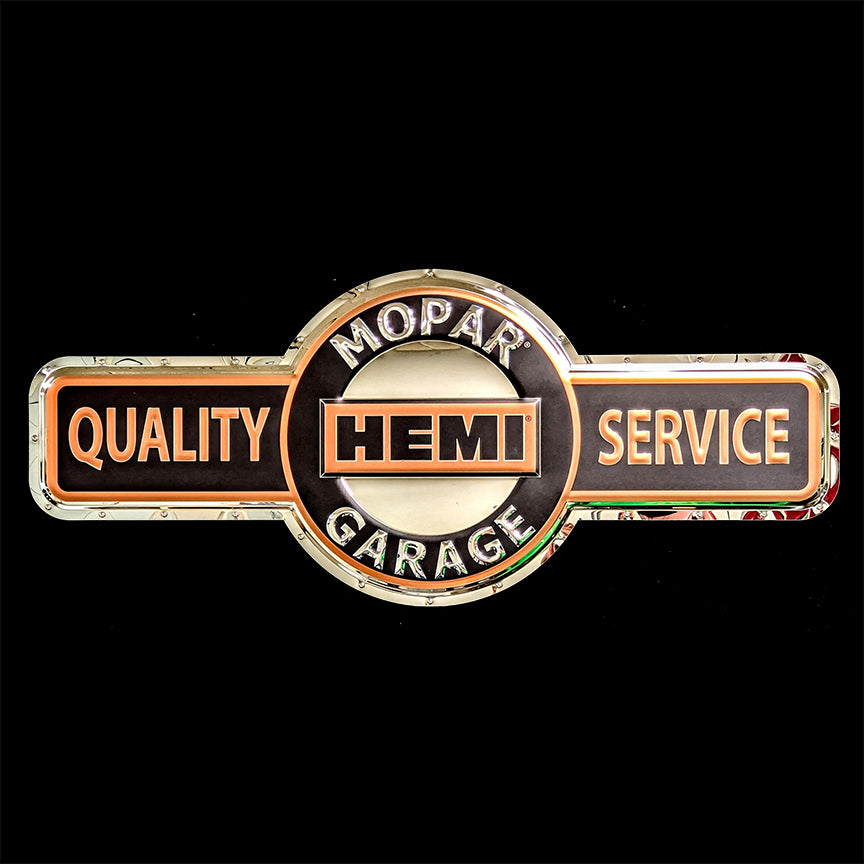 Mopar Quality Service Hemi Metal Sign – Chrome Domz