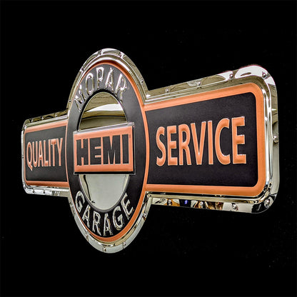 embossed mirror polished stainless steel sign garage décor Mopar Hemi Service side