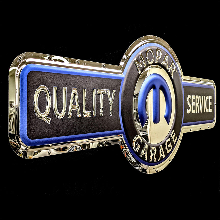 embossed mirror polished stainless steel sign garage décor Mopar Omega M Service side