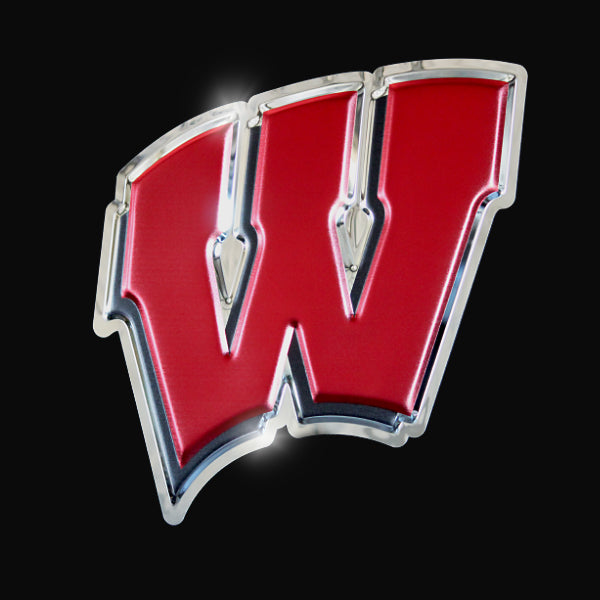 embossed mirror polished stainless steel sign garage décor Wisconsin Badgers Motion W