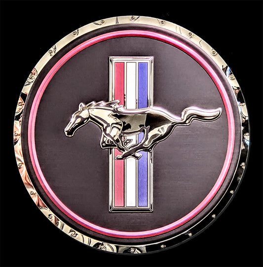 embossed mirror polished stainless steel sign décor ford mustang pony and bars