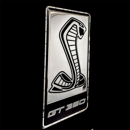 embossed mirror polished stainless steel sign garage décor Ford Shelby Cobra GT350 side