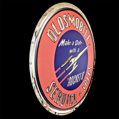 Oldsmobile Rocket Logo Chrome License Plate – Classic Car Tag, Vintage Style