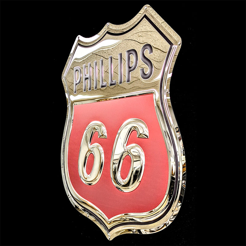 embossed mirror polished stainless steel sign garage décor Phillips 66 side