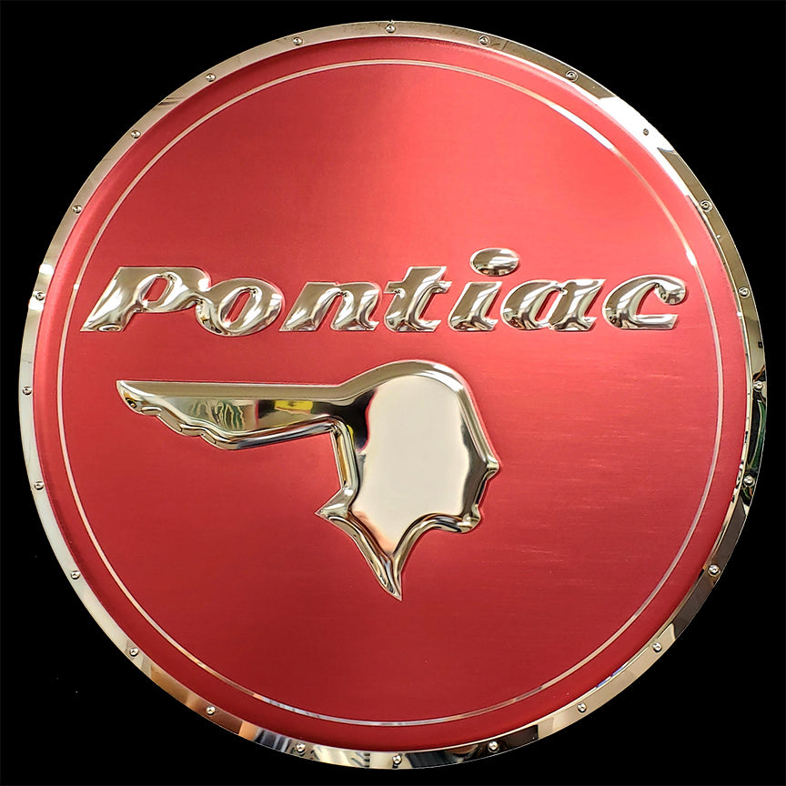 embossed mirror polished stainless steel sign garage décor Pontiac Chieftain
