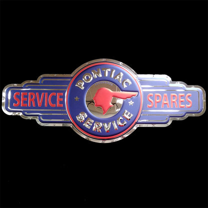 embossed mirror polished stainless steel sign garage décor Pontiac Service and Spares