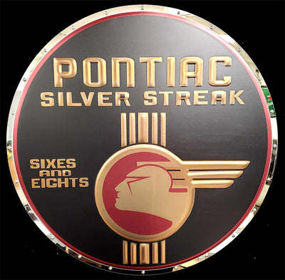 embossed mirror polished stainless steel sign garage décor Pontiac Silver Streak