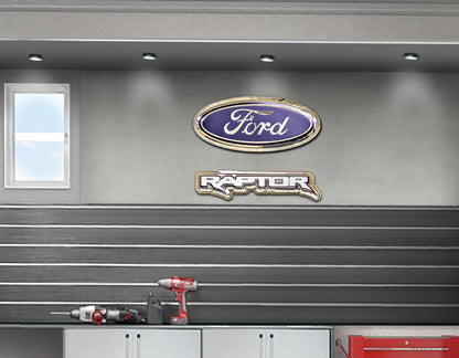 embossed mirror polished stainless steel sign décor ford raptor on garage wall