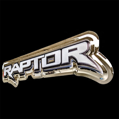 embossed mirror polished stainless steel sign décor ford raptor side view