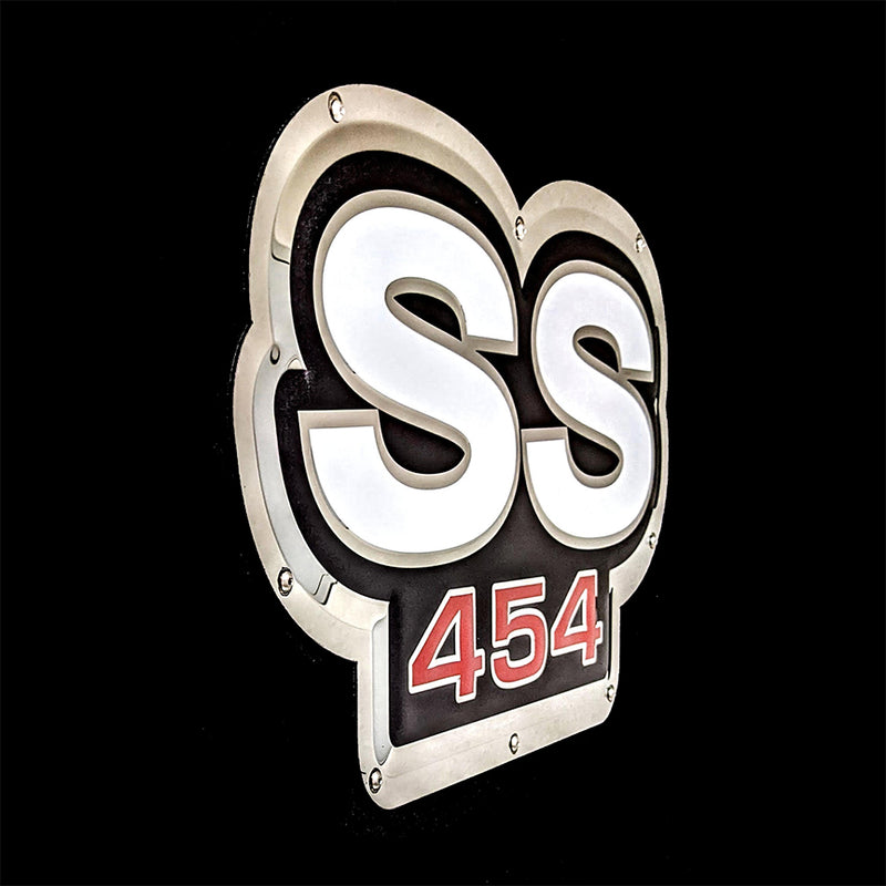 embossed mirror polished stainless steel sign Super Sport 454