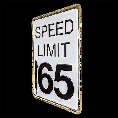 embossed mirror polished stainless steel sign garage décor Speed Limit 165 side