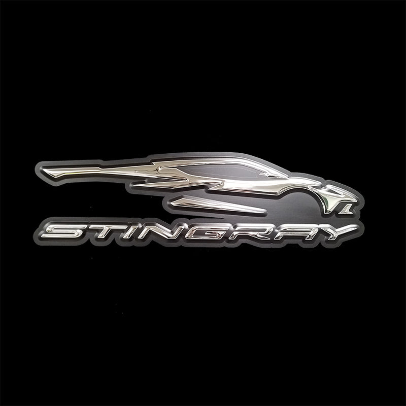 embossed mirror polished stainless steel sign décor corvette stingray c8 gesture