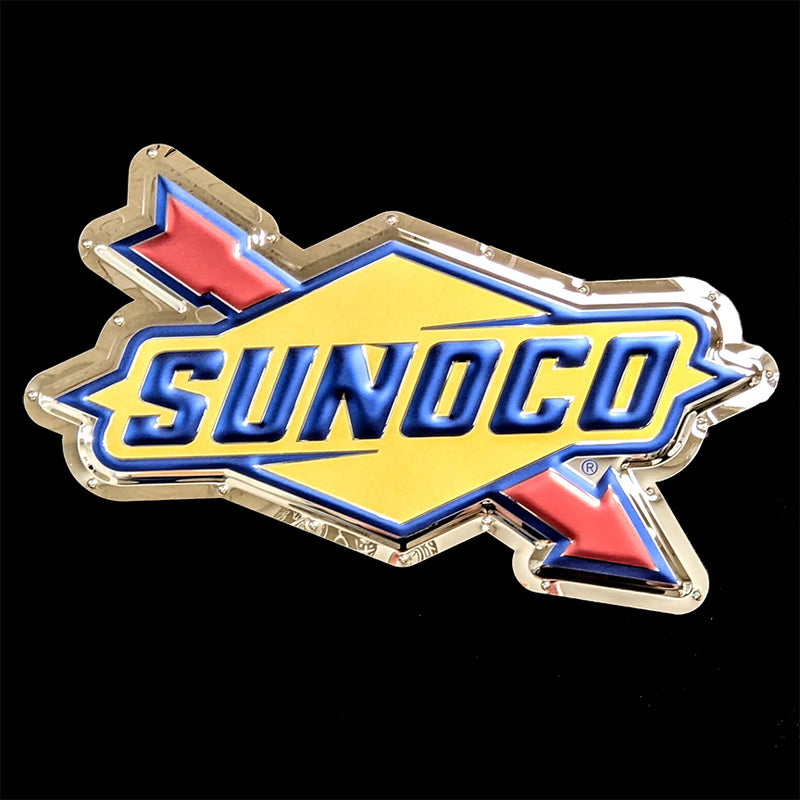 embossed mirror polished stainless steel sign garage décor Sunoco