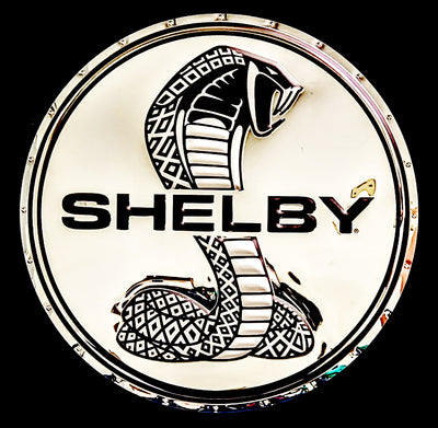 embossed mirror polished stainless steel sign garage décor Shelby Cobra Tiffany badge
