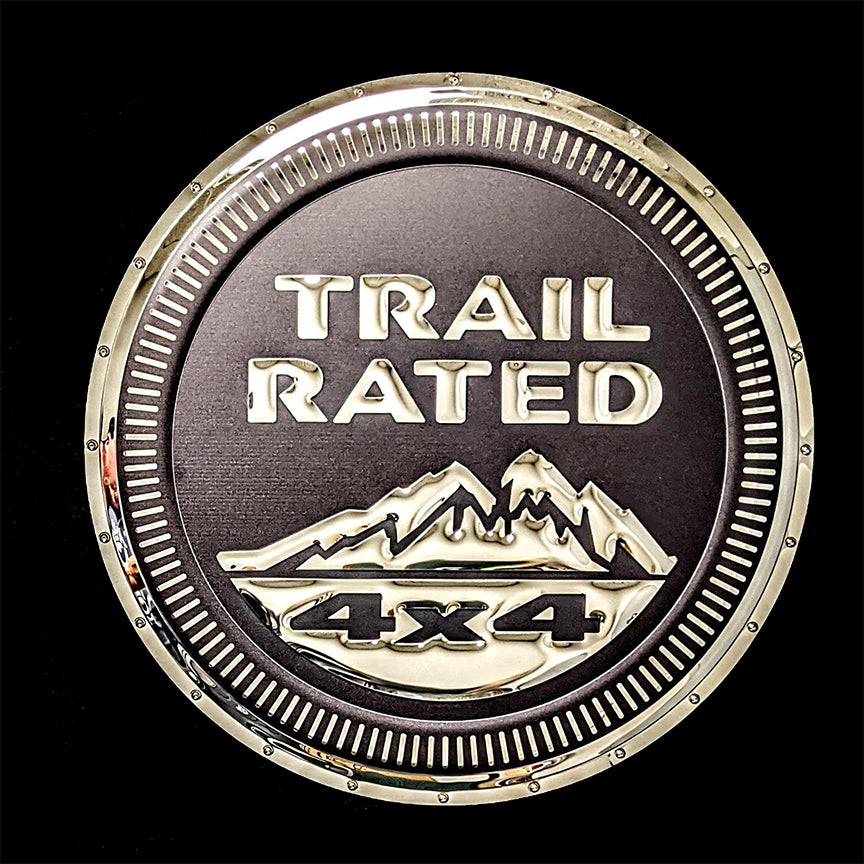 embossed mirror polished stainless steel sign garage décor Jeep Trail Rated Badge