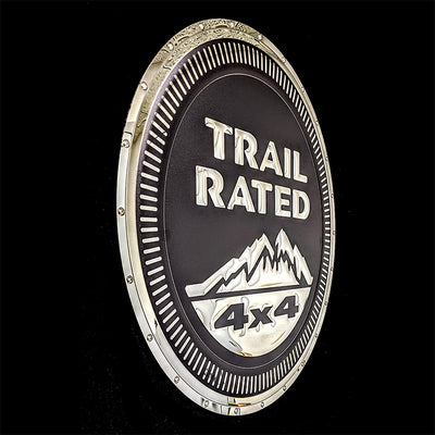 embossed mirror polished stainless steel sign garage décor Jeep Trail Rated Badge side