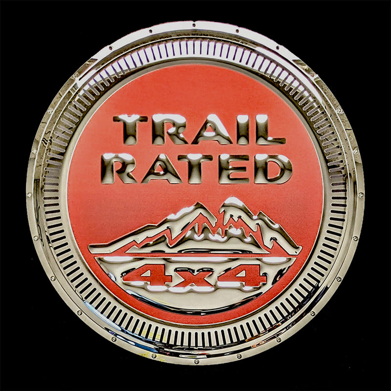 embossed mirror polished stainless steel sign garage décor Jeep Trail Rated Badge