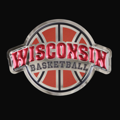 embossed mirror polished stainless steel sign garage décor Wisconsin Badgers Basketball