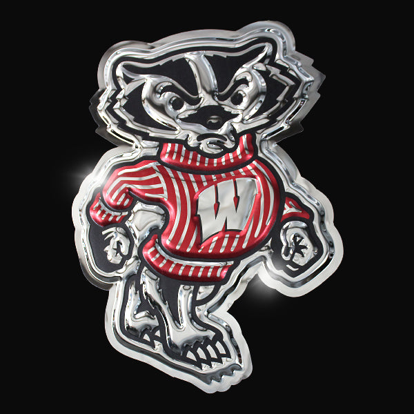 embossed mirror polished stainless steel sign garage décor Wisconsin Badgers Bucky Badger