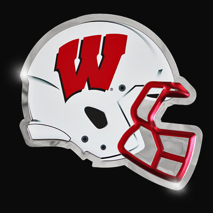embossed mirror polished stainless steel sign garage décor Wisconsin Badgers Football Helmet