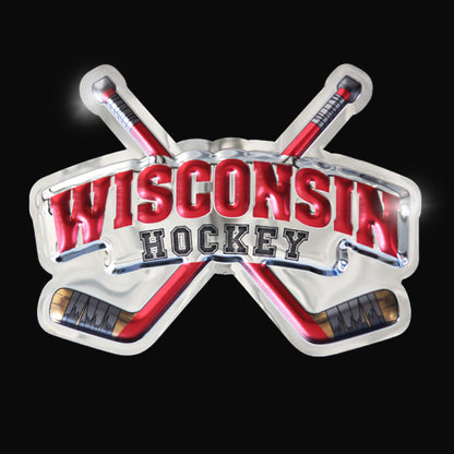 embossed mirror polished stainless steel sign garage décor Wisconsin Badgers Hockey