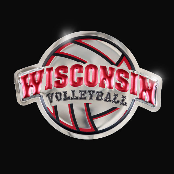 embossed mirror polished stainless steel sign garage décor Wisconsin Badgers volleyball