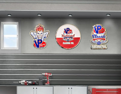 embossed mirror polished stainless steel sign garage décor VP Racing Fuel Racing Oil on wall