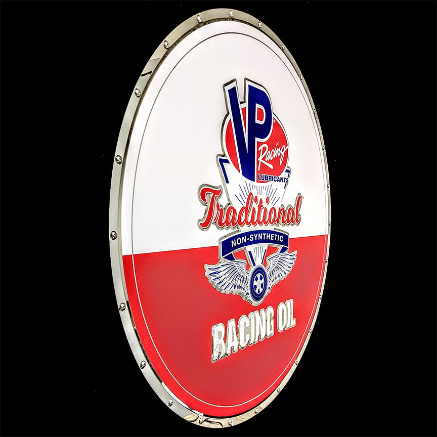 embossed mirror polished stainless steel sign garage décor VP Racing Fuel Racing Oil side