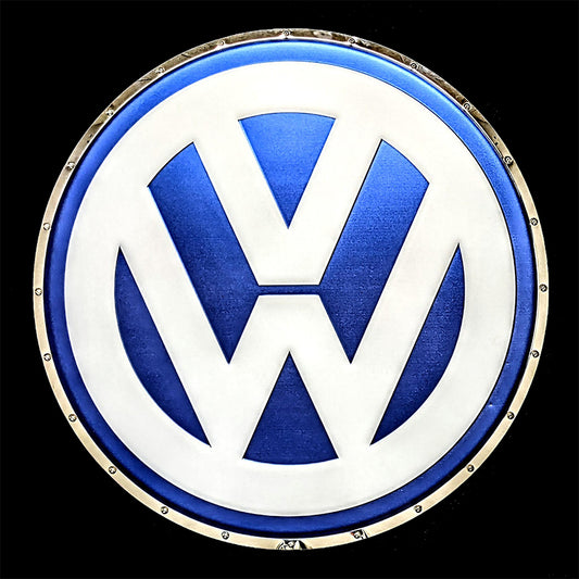 embossed mirror polished stainless steel sign garage décor Volkswagen logo